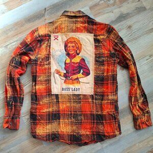 Angry Minnow Flannel Co 'Boss Lady' Bleached Western/Cowgirl Long Sleeve Shirt